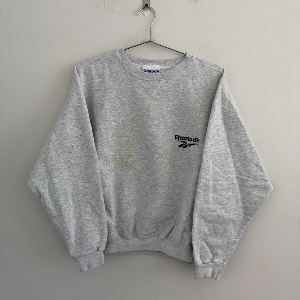 Vintage Reebok Gray Heather Crewneck Sweatshirt Small Logo Pullover